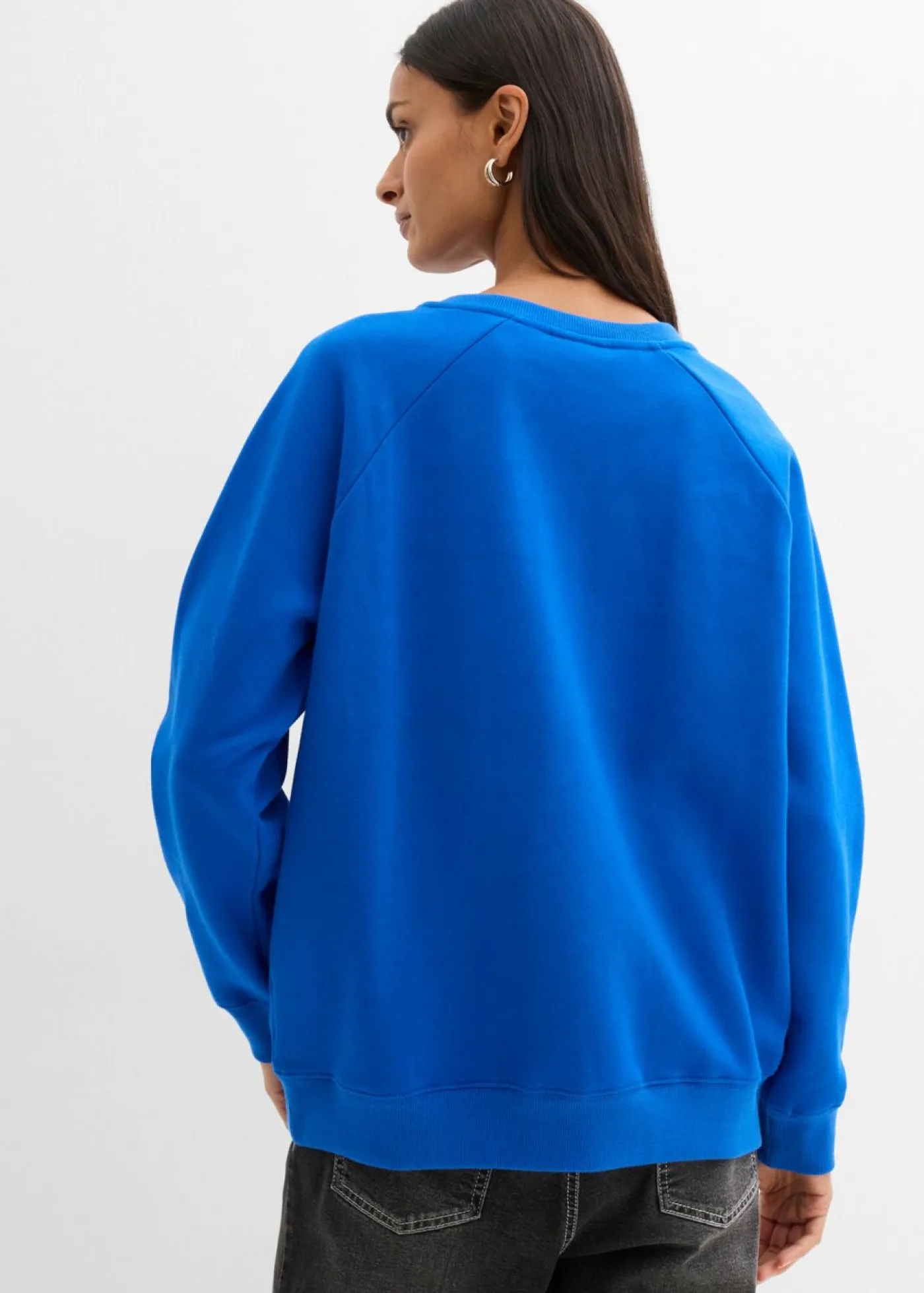bonprix bonprix Sudadera oversize de algodón orgánico Azul ártico-blanco Best