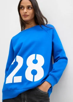 bonprix bonprix Sudadera oversize de algodón orgánico Azul ártico-blanco Best