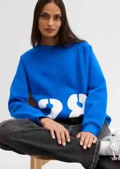 bonprix bonprix Sudadera oversize de algodón orgánico Azul ártico-blanco Best