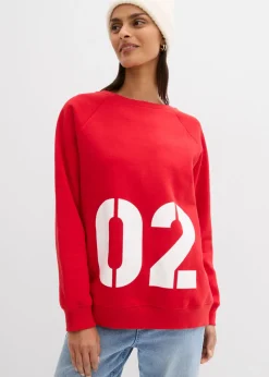 bonprix bonprix Sudadera oversize de algodón orgánico fresa/blanco Hot