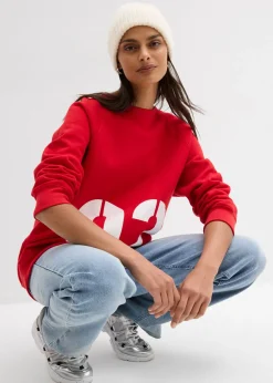 bonprix bonprix Sudadera oversize de algodón orgánico fresa/blanco Hot