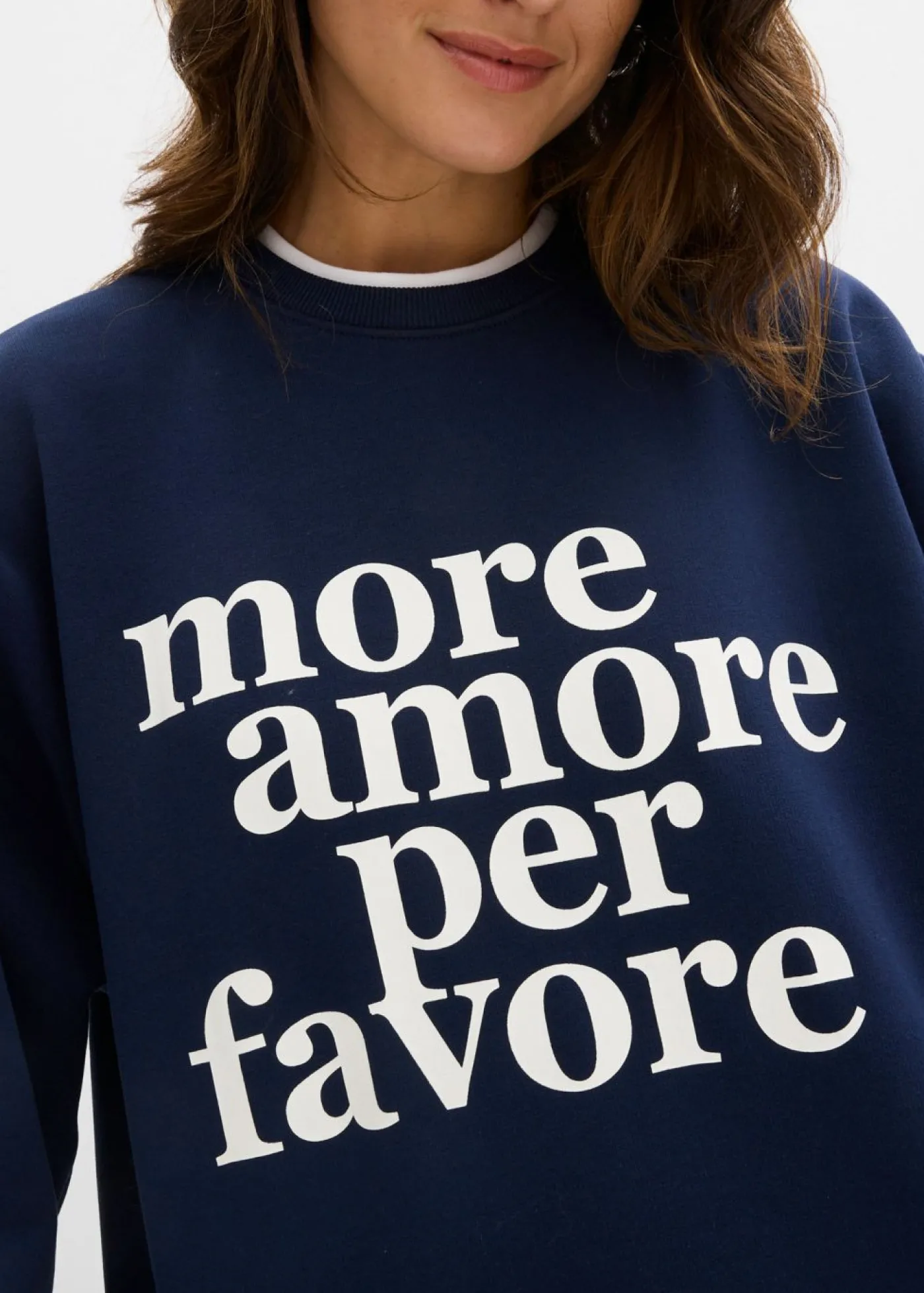 bonprix bonprix Sudadera oversize de mezcla de algodón Azul marino-blanco Sale