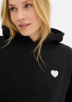 bonprix bonprix Sudadera oversize de mezcla de algodón suave con capucha Negro estampado Best