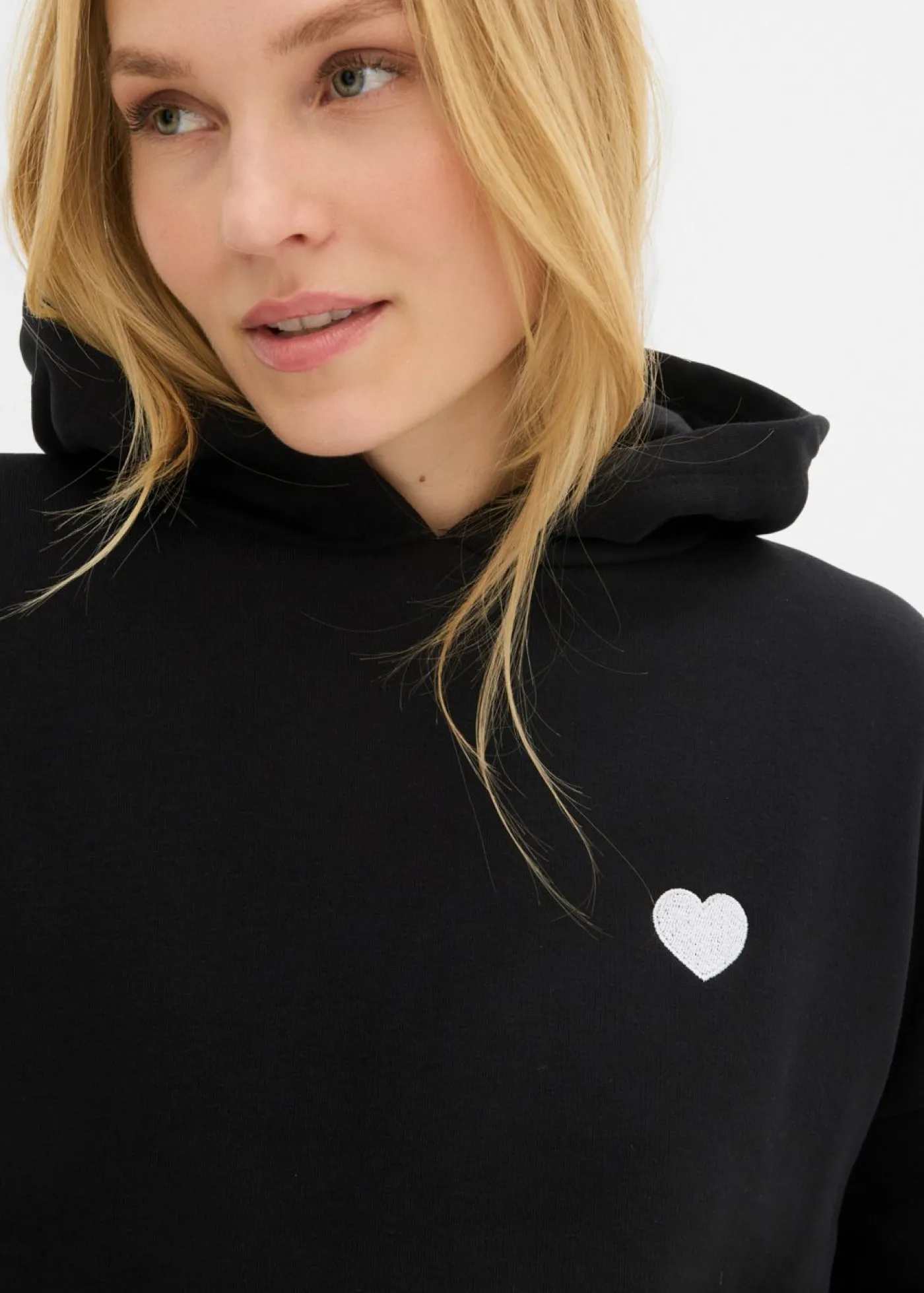 bonprix bonprix Sudadera oversize de mezcla de algodón suave con capucha Negro estampado Best
