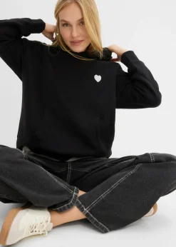 bonprix bonprix Sudadera oversize de mezcla de algodón suave con capucha Negro estampado Best