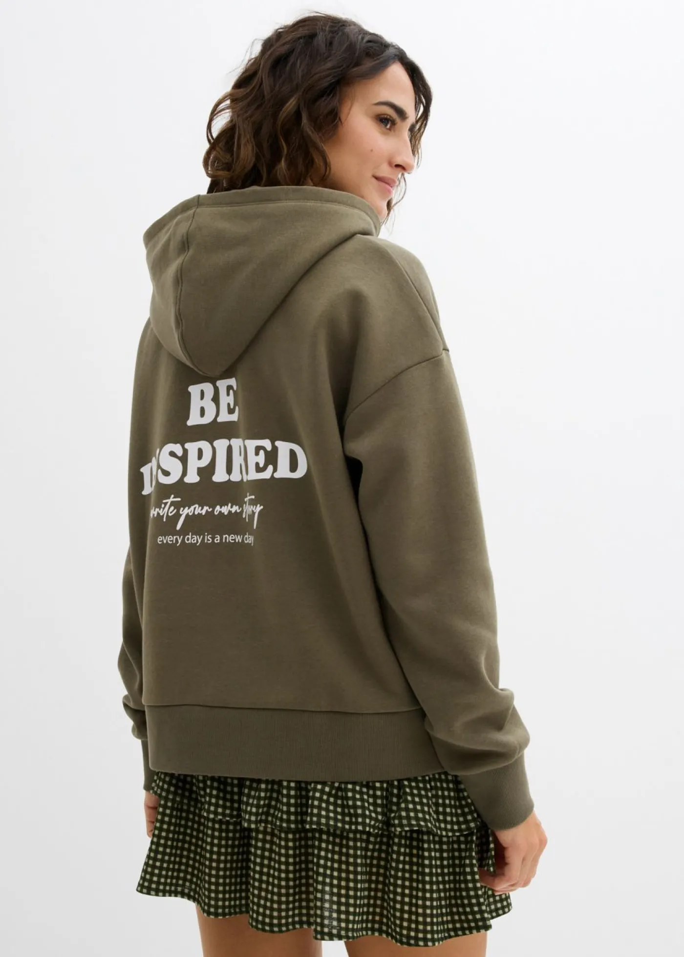 bonprix bonprix Sudadera oversize de mezcla de algodón suave con capucha Verde grisáceo Clearance