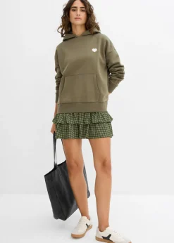 bonprix bonprix Sudadera oversize de mezcla de algodón suave con capucha Verde grisáceo Clearance