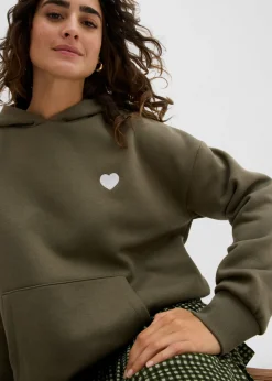 bonprix bonprix Sudadera oversize de mezcla de algodón suave con capucha Verde grisáceo Clearance