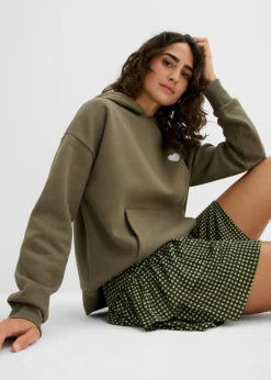 bonprix bonprix Sudadera oversize de mezcla de algodón suave con capucha Verde grisáceo Clearance