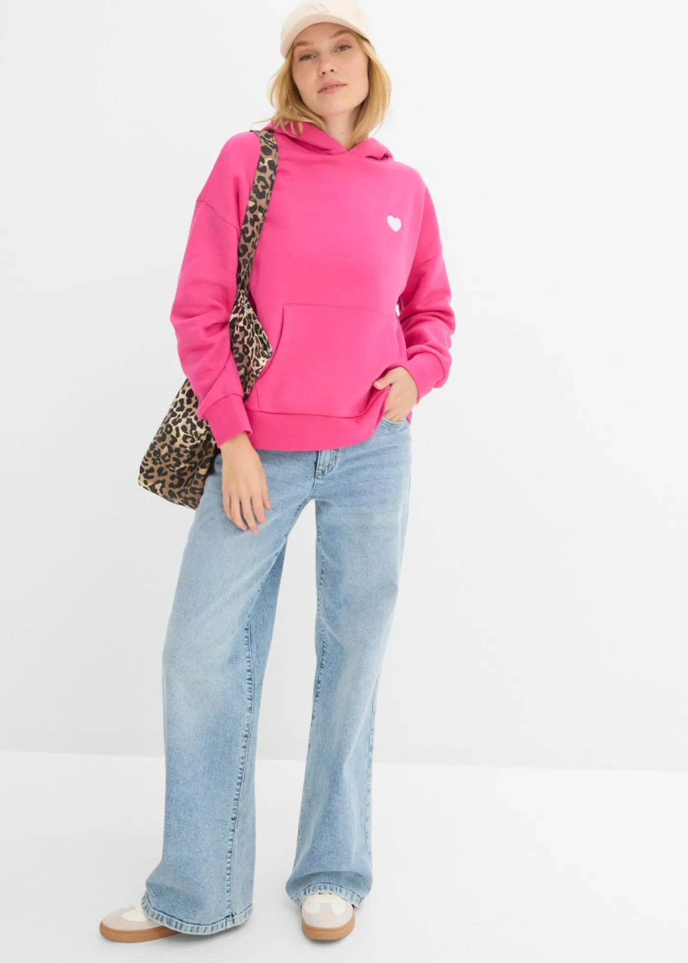 bonprix bonprix Sudadera oversize de mezcla de algodón suave con capucha Pink lady estampado Best