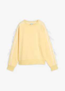 bonprix bonprix Sudadera oversize en suave mezcla de algodón Amarillo claro-blanco lana Discount