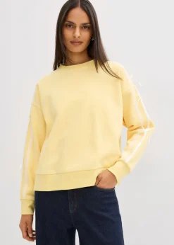 bonprix bonprix Sudadera oversize en suave mezcla de algodón Amarillo claro-blanco lana Discount