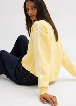 bonprix bonprix Sudadera oversize en suave mezcla de algodón Amarillo claro-blanco lana Discount