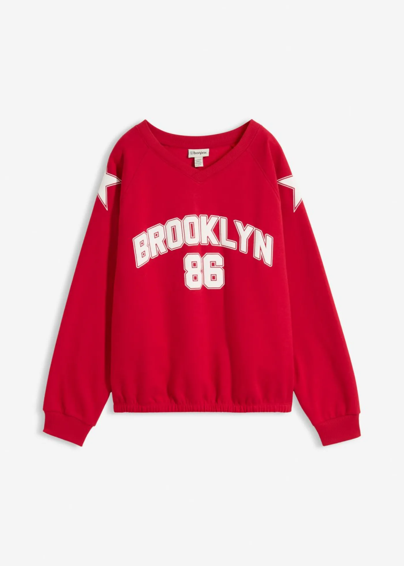 bonprix bonprix Sudadera oversize en suave mezcla de algodón Rojo-blanco estampado Online