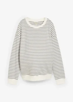 bonprix bonprix Sudadera premamá/de lactancia de algodón orgánico gris sombra-blanco lana con rayas New