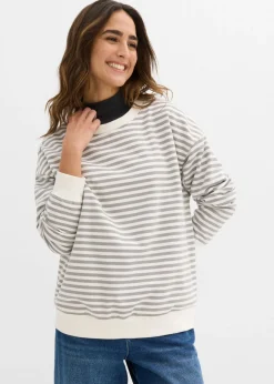 bonprix bonprix Sudadera premamá/de lactancia de algodón orgánico gris sombra-blanco lana con rayas New