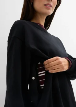 bonprix bonprix Sudadera premamá/de lactancia 2 en 1 de algodón orgánico puro Negro New