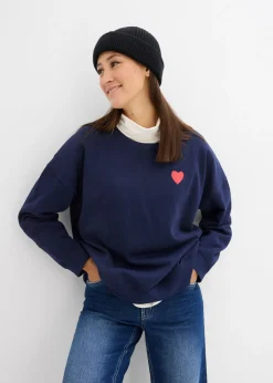 bonprix bonprix Sudadera premamá/de lactancia 2 en 1 de algodón ecológico azul marino/fresa Online