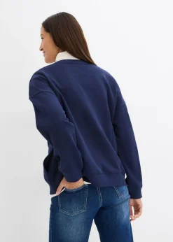 bonprix bonprix Sudadera premamá/de lactancia 2 en 1 de algodón ecológico azul marino/fresa Online