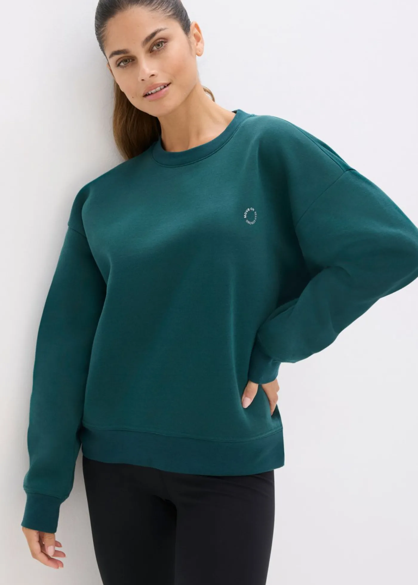 bonprix bonprix Sudadera térmica de material de secado rápido con corte holgado Verde petróleo