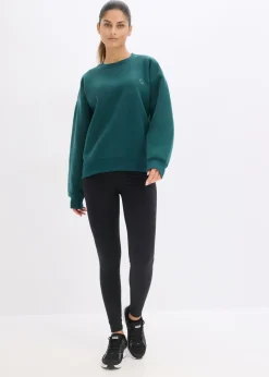 bonprix bonprix Sudadera térmica de material de secado rápido con corte holgado Verde petróleo