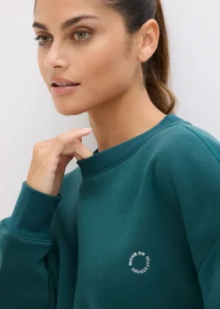 bonprix bonprix Sudadera térmica de material de secado rápido con corte holgado Verde petróleo