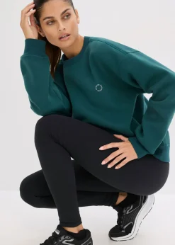 bonprix bonprix Sudadera térmica de material de secado rápido con corte holgado Verde petróleo