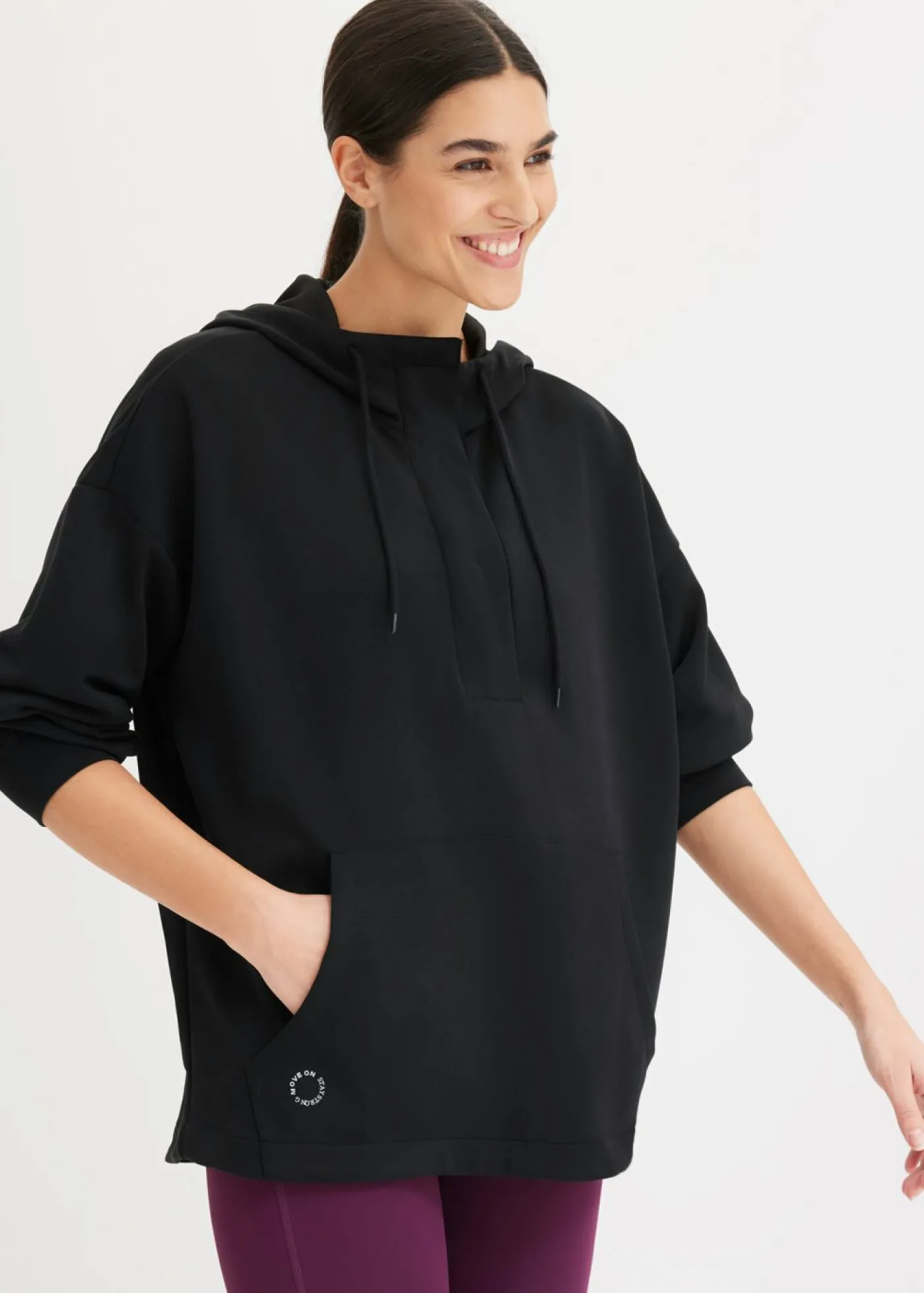bonprix bonprix Sudadera ultrasuave de material modal con corte holgado y capucha Negro Discount