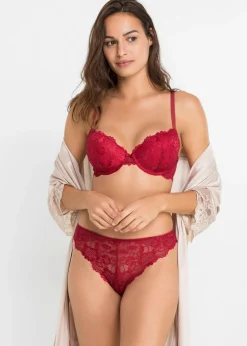 bonprix bonprix Sujetador + tanga de encaje delicado (2 piezas) Rojo Best