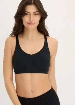 bonprix bonprix Sujetador acolchado Feel Comfort sin aros con corte láser Negro Best