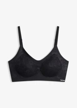 bonprix bonprix Sujetador acolchado Feel Comfort sin aros con encaje Negro Hot