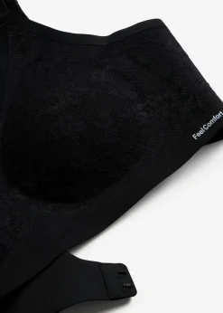 bonprix bonprix Sujetador acolchado Feel Comfort sin aros con encaje Negro Hot