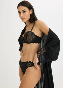 bonprix bonprix Sujetador balconette con encaje de flores negro-marrón claro Online
