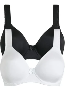 bonprix bonprix Sujetador básico con aros y efecto brillante (2 unidades) Negro-blanco Clearance