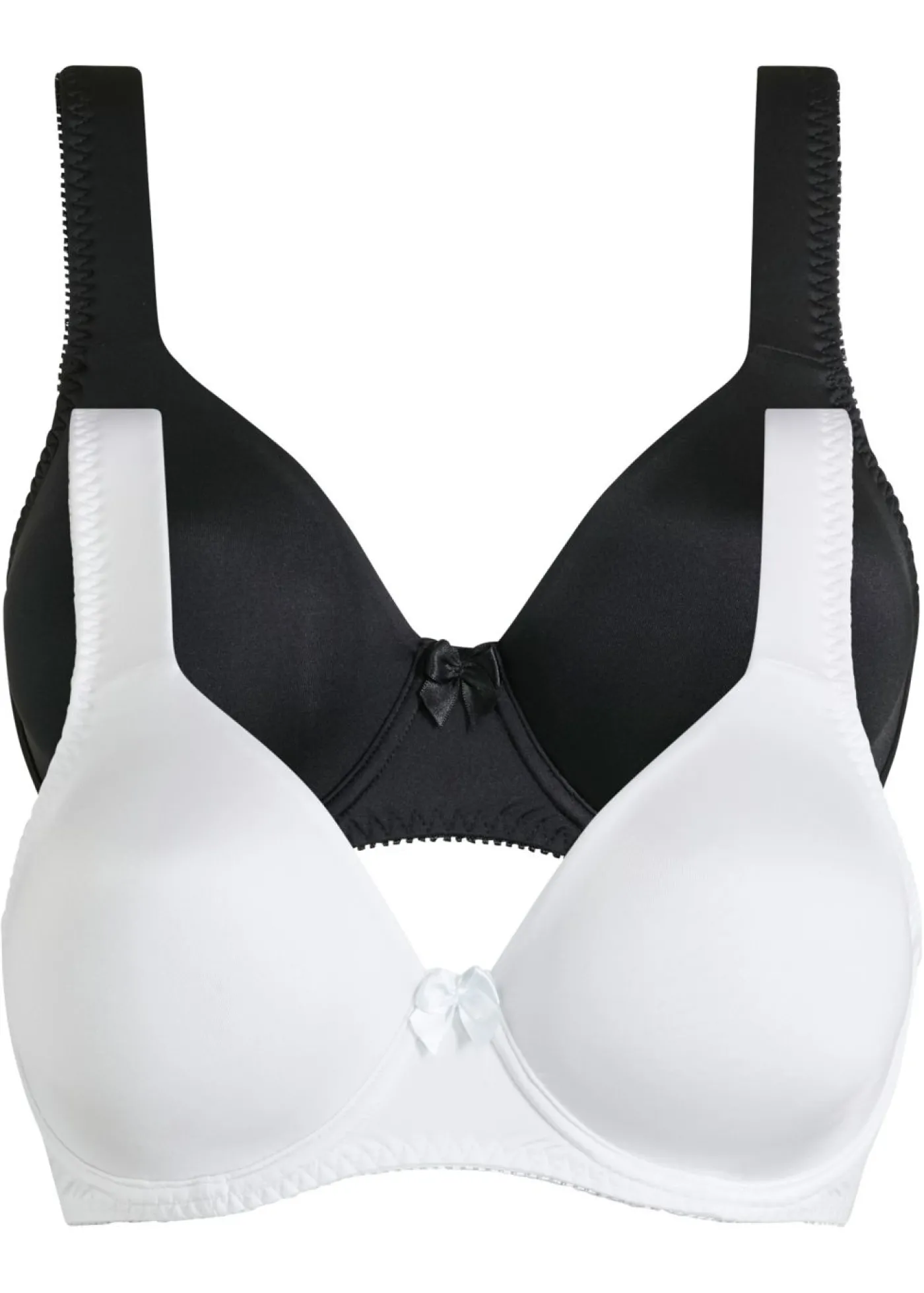bonprix bonprix Sujetador básico con aros y efecto brillante (2 unidades) Negro-blanco Clearance