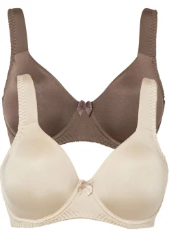 bonprix bonprix Sujetador básico con aros y efecto brillante (2 unidades) marrón mate+beige arena Outlet