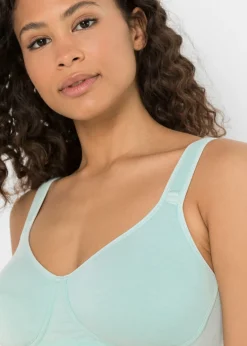bonprix bonprix Sujetador básico de algodón sin aros (2 unidades) Menta pastel + negro Hot
