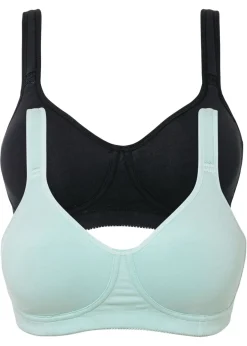 bonprix bonprix Sujetador básico de algodón sin aros (2 unidades) Menta pastel + negro Discount
