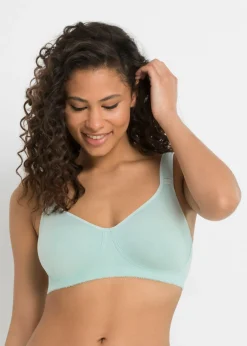 bonprix bonprix Sujetador básico de algodón sin aros (2 unidades) Menta pastel + negro Discount