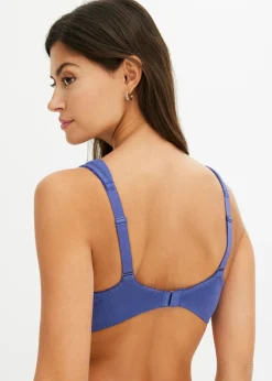 bonprix bonprix Sujetador básico de algodón orgánico sin relleno con aros (2 unidades) Azul-blanco lana Discount