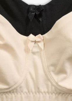 bonprix bonprix Sujetador básico de algodón orgánico sin relleno ni aros (2 unidades) Beige arena-negro Sale