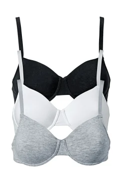 bonprix bonprix Sujetador básico de algodón orgánico con aros (3 unidades) Blanco-negro-gris jaspeado New