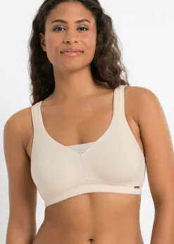 bonprix bonprix Sujetador básico de algodón sin aros (2 unidades) Beige arena + marrón Outlet