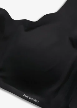 bonprix bonprix Sujetador básico Feel Comfort con corte láser sin aros Negro Hot