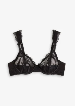 bonprix bonprix Sujetador con aros de encaje delicado Negro Sale