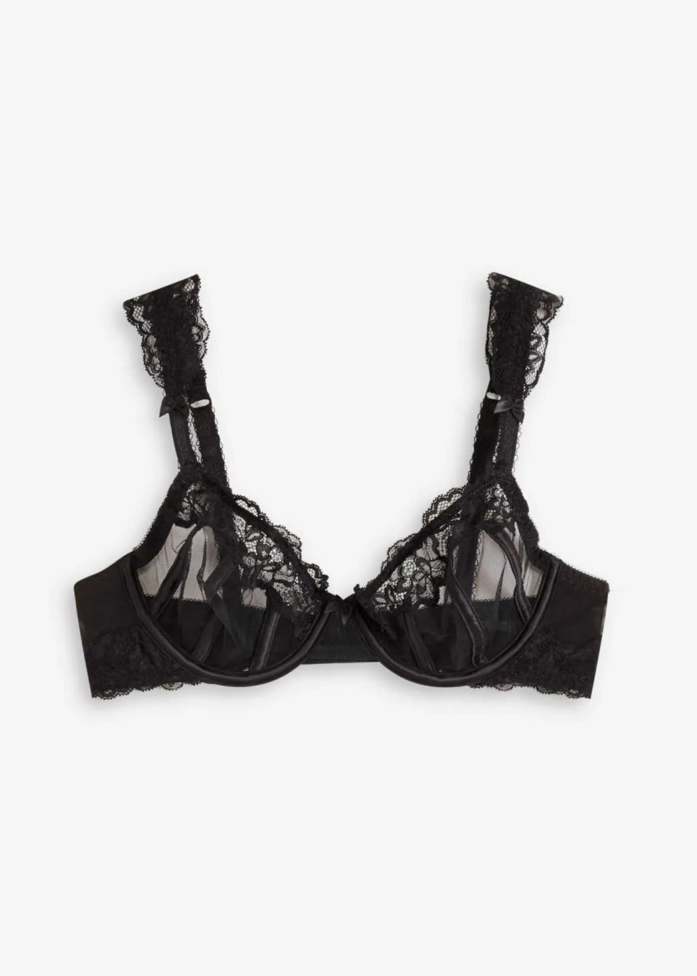 bonprix bonprix Sujetador con aros de encaje delicado Negro Sale