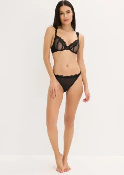 bonprix bonprix Sujetador con aros de encaje delicado Negro Sale