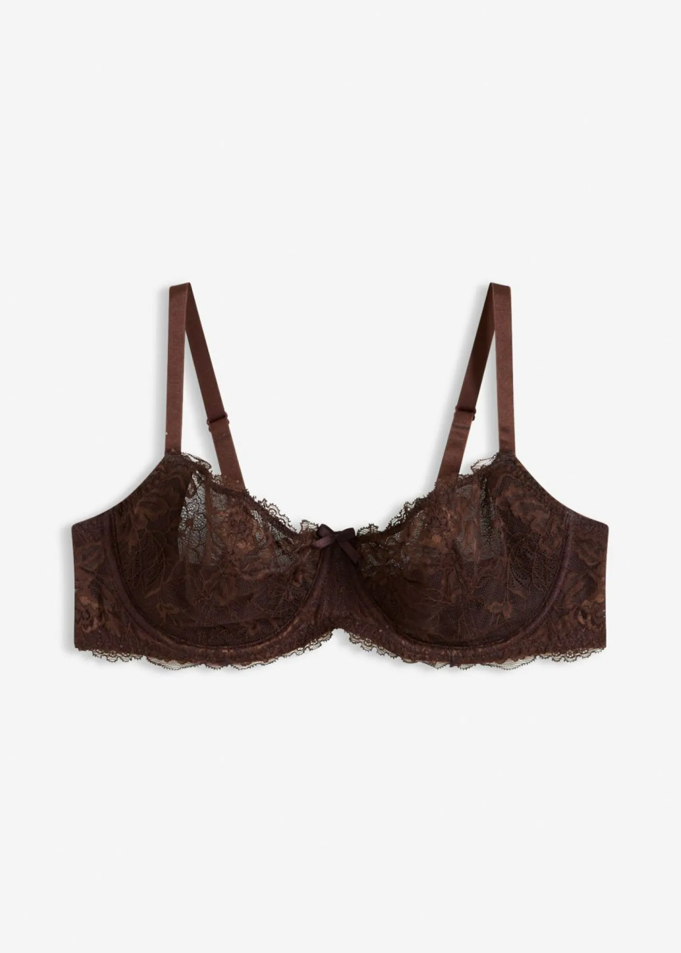 bonprix bonprix Sujetador con aros, guateado lateral y encaje delicado Marrón oscuro Clearance
