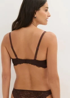 bonprix bonprix Sujetador con aros, guateado lateral y encaje delicado Marrón oscuro Clearance