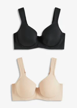 bonprix bonprix Sujetador con aros (2 unidades) Negro-beige mate
